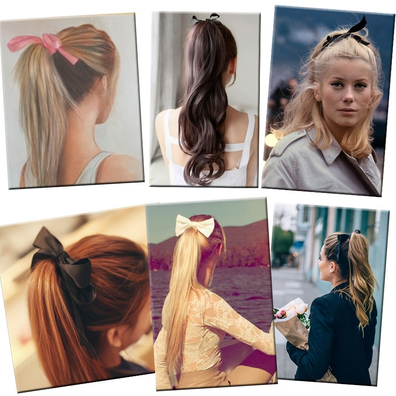 Long Soft Tie Up Ponytail Straight Hair Piece Clip In Hair Extensions 22inch/55cm Wrap Around Binding Pony Tail Hairpiece Drawstring Pony Tails for Women Party Festival Christmas Halloween Daily Use
