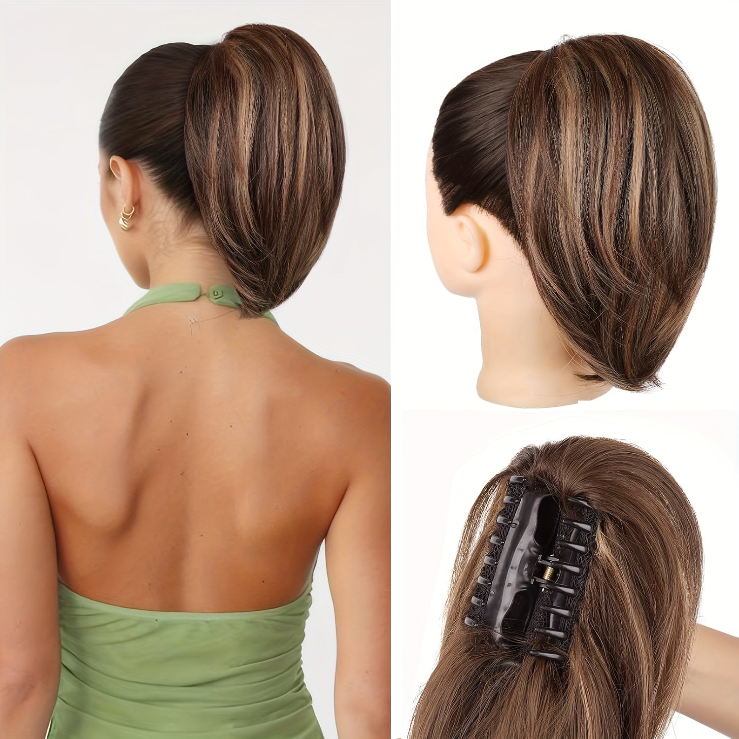 10-Inch Claw Clip Ponytail Extension, Soft Synthetic Natural Look in Blonde - High-Temperature Fiber, Women'S Fashion Highlighted Curly Wave Ponytai