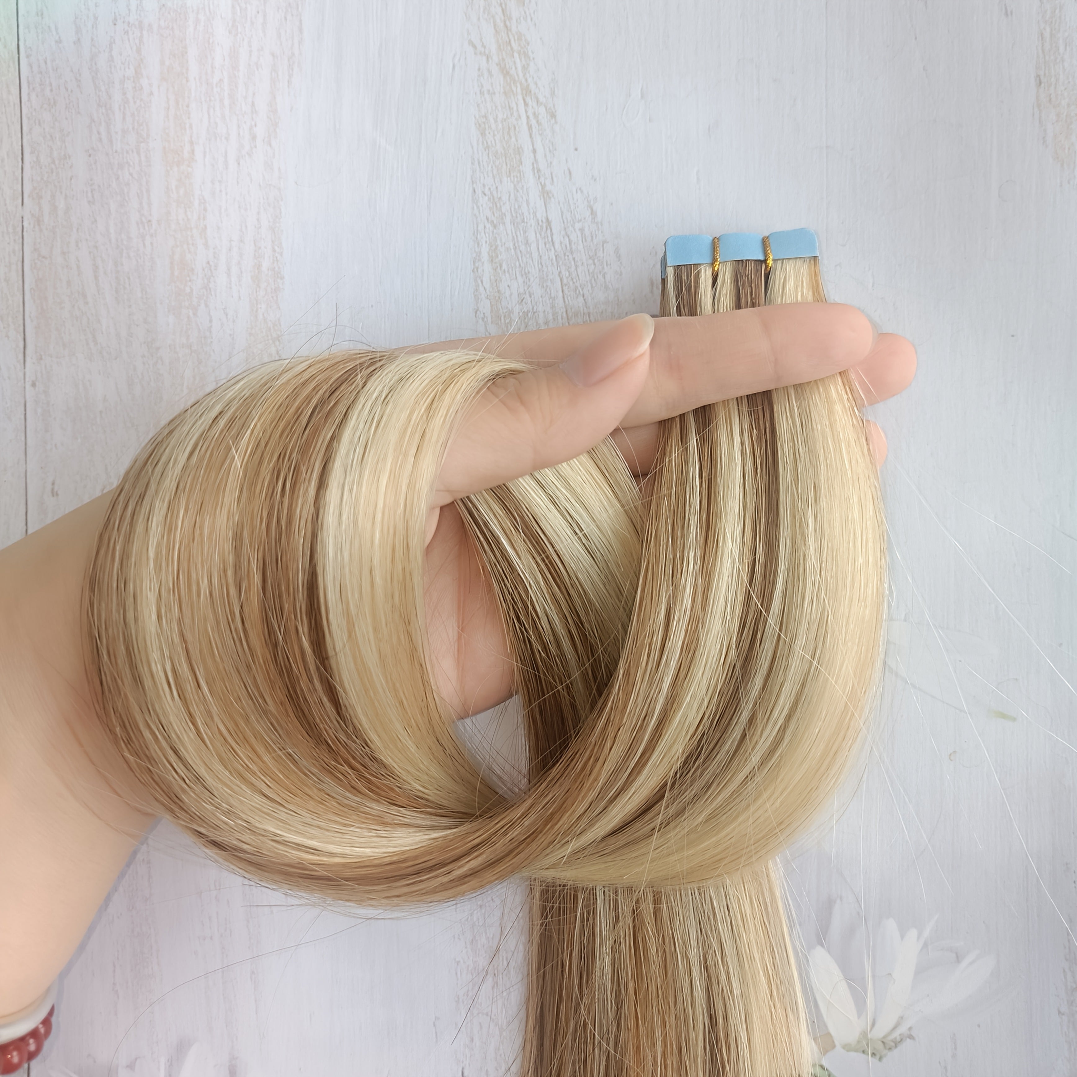10pcs Light Brown Straight Remy Human Hair Extensions - Mini Tape-In, Easy to Apply & Style, Elegant Women'S Hairpieces for Thick Extensions, Stylish and Natural-Looking