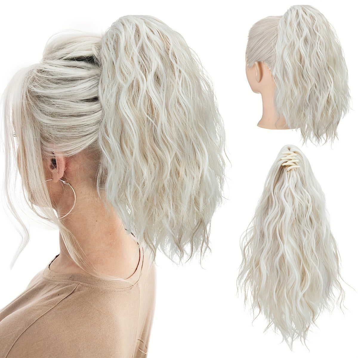 14inch Curly Wavy Fluffy Synthetic Ponytail Hairpieces - Add Volume, Style, and Elegance to Your Hair with Easy Clip-In Design - Perfect for Caucasian Women Seeking a Long, Luscious Look