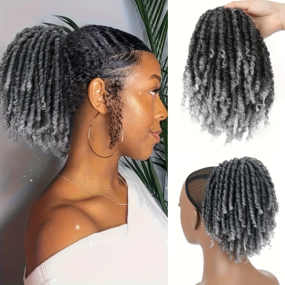15.24 cm Short Dreadlocks Drawstring Ponytail Hair Extensions Synthetic Faux Locs Clip In Pony Tail Hair Piece for Women