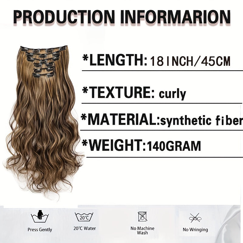 6Pcs/Set 16 Clips Heat Resistant Synthetic Hairpieces for Women - Long Wavy Hairstyle Hair Extensions