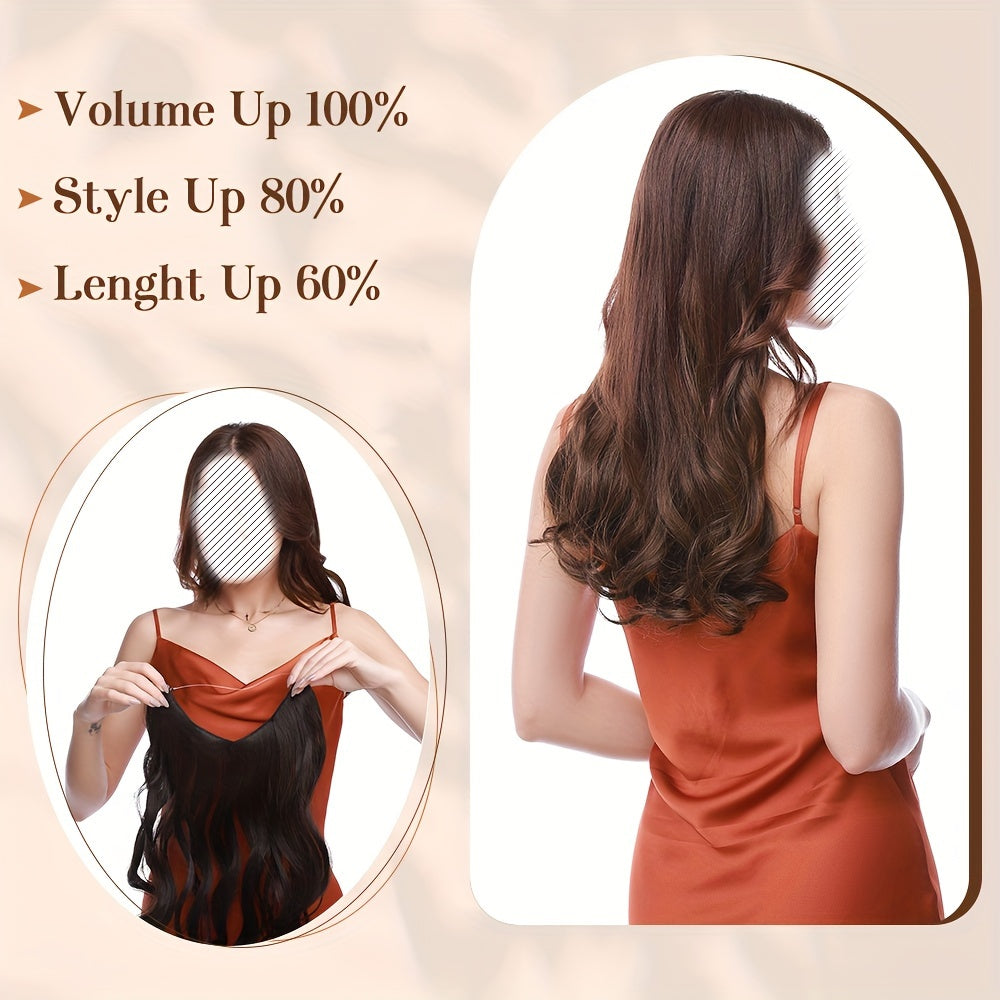 S-NOILITE Invisible Wire Hair Extensions - Adjustable Size, Breathable Lace Net, Synthetic Straight/Curly/Wavy Secret Headband for Women, Natural Look Highlighting Piece