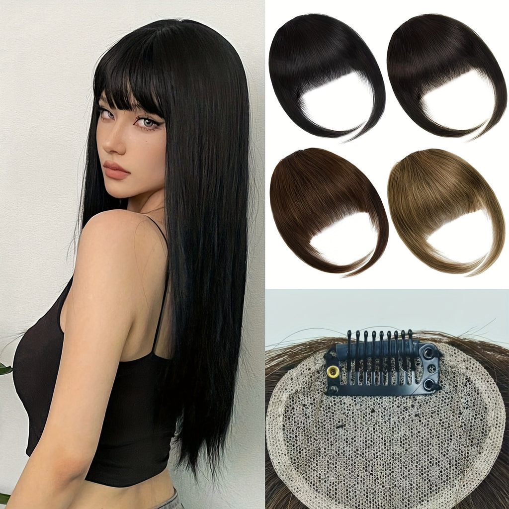 Clip-in Bangs 100% Human Hair Fringe Clip on Natural Hair Extensions Daily Party Fringe French Clip In Thick Natura Full Bangs