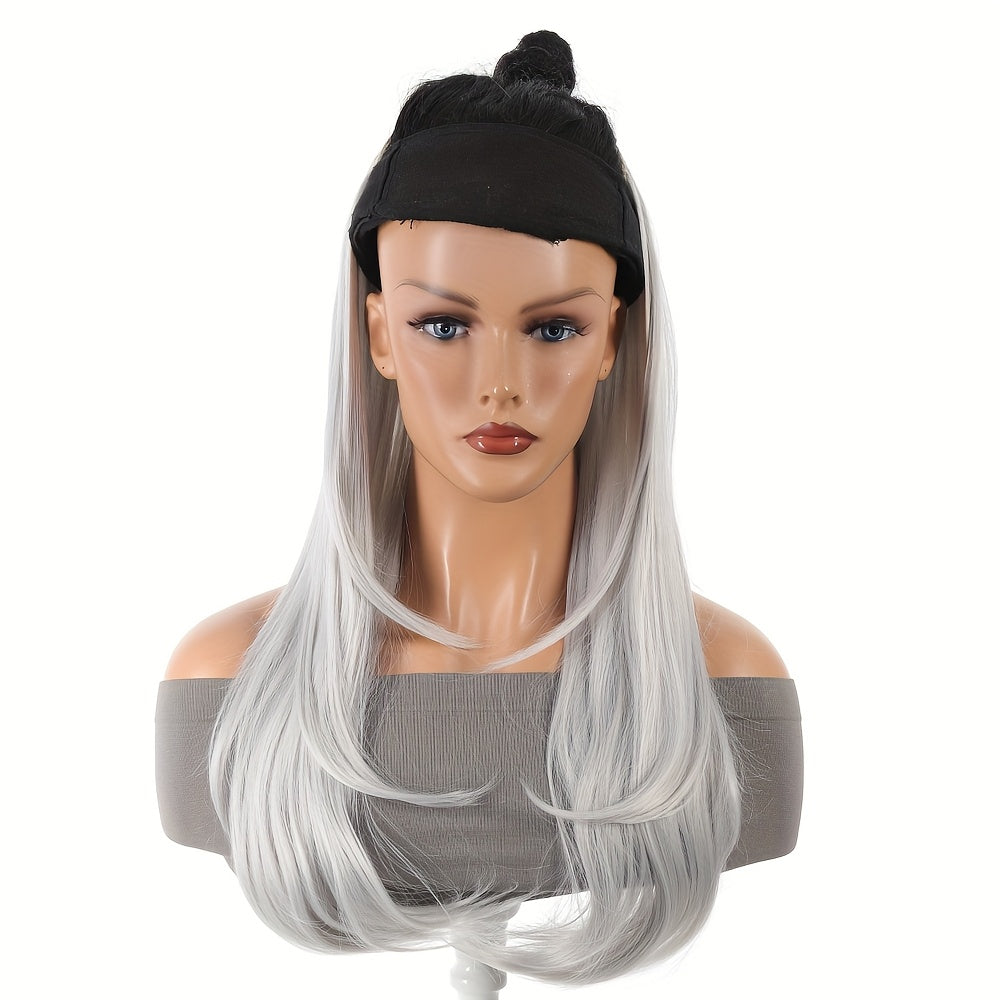 Long Fluffy V-Shaped Synthetic Hair Extension for Women - Layered Wig with Clips Increases Volume & Adds Fullness