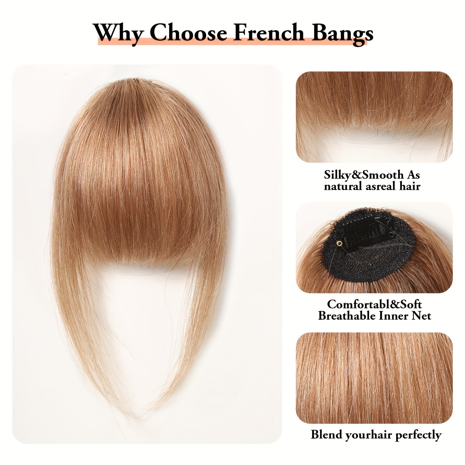 100% Human Bangs Hair Clip in Bangs Real Human Hair Wispy Bangs Hair Length 10.16 cm Net Weight 9 grams Hairpieces for Women Clip on Air Bangs Flat Neat Bangs Hair Extension for Daily Wear Natural Soft