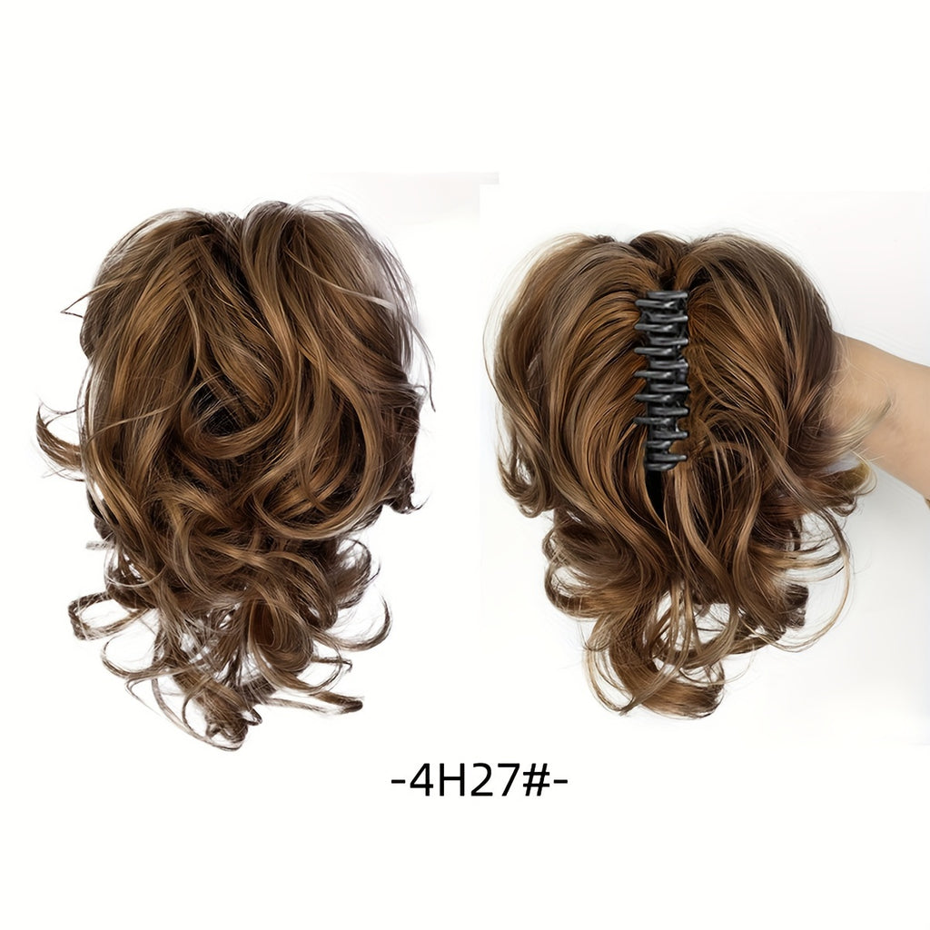 Elegant Curly Wave Ponytail Extension for Women, Fashionable Short Ponytail Clip-On Hairpiece with Volume and Texture