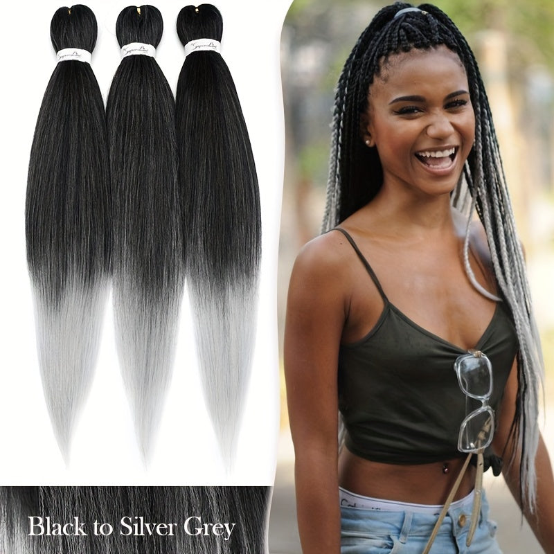 3 Bundles, Soft Synthetic Fiber EZ Braid Professional Pre-Stretched Braiding Hair Extensions, Yaki Texture, Long Lasting Freshness, No Shedding, Unisex-Adult, Crochet For Bohemian Braids Goddess Faux Locs Water Wave Passion Twist Fluffy Natural Ombre