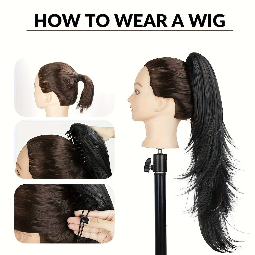 Women's High Temperature Fiber Ponytail Extension, Straight Hair Synthetic Clip-In Ponytail, Durable & Heat Resistant, for Daily Wear and Halloween, Versatile Hairpiece | Natural Look Extension | Heat Resistant Fiber, Ponytail Hair Extensions