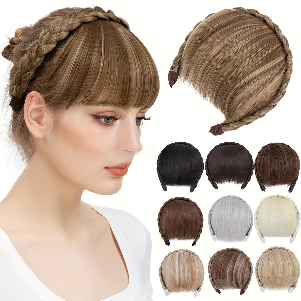 High-Top Hair Accessory 1pc Multi-Color Available Women's Synthetic Clip-In Bangs, Braid Design - Versatile Bangs Piece Suitable for All Hairstyles, Wearable for Daily And Date Outings Halloween