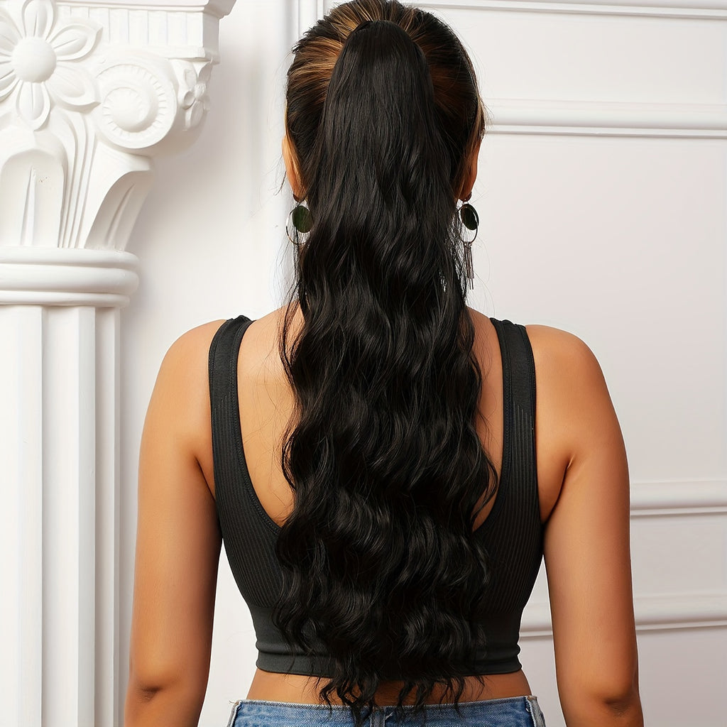 Purple Ponytail Extensions, Long Synthetic Pony Tails Hair Extensions Clip On Ponytails For Women, 60.96cm Claw Ponytail Extension Hair Piece Wavy High Pony Tails Synthetic Heat Friendly Fiber For Girls
