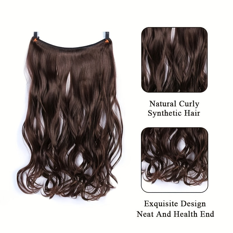 Invisible Wire Women's Hair Extensions - Easy-Clip Curly Synthetic Hairpieces, Comfortable & Natural-Looking for Full-Body Curls