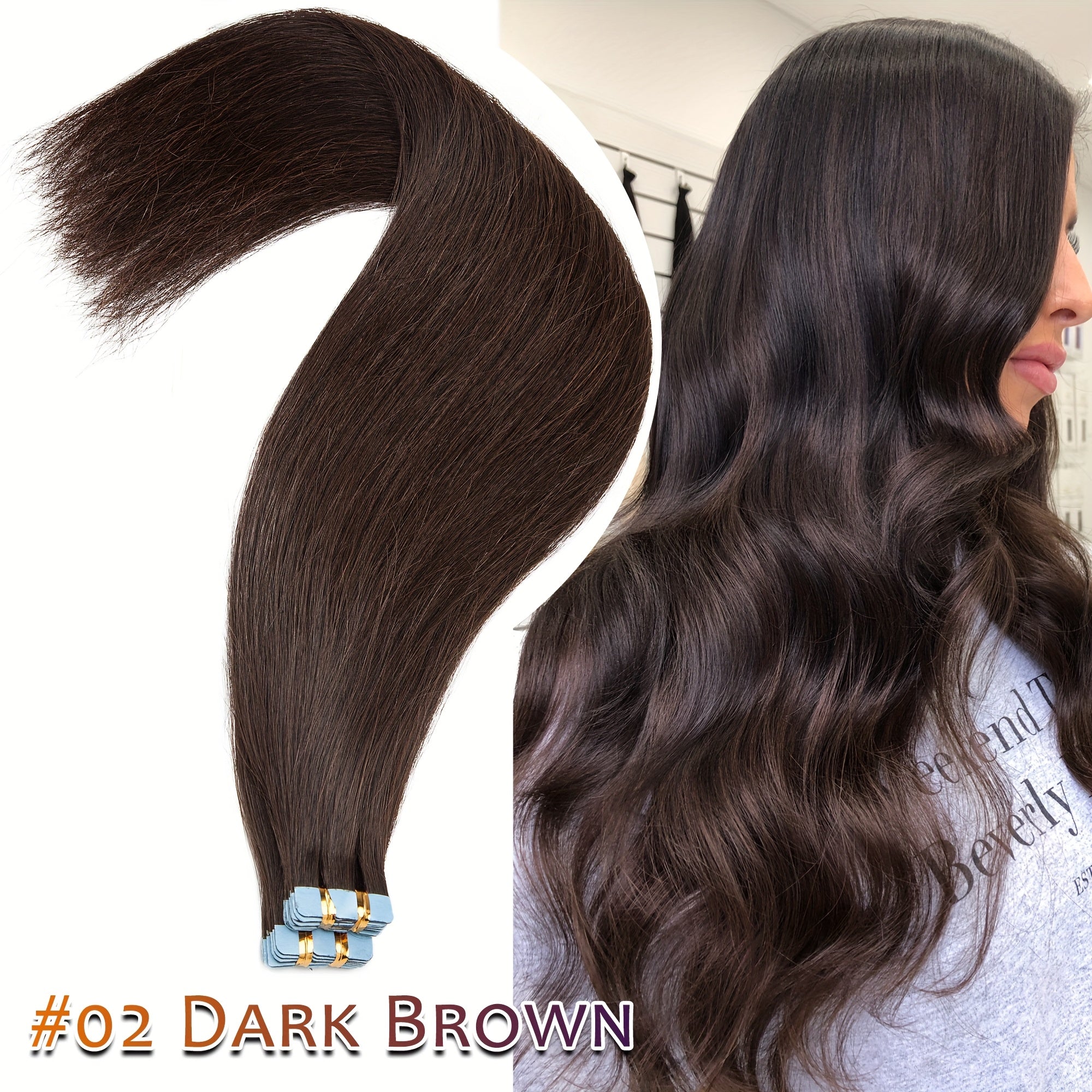Tape In Hair Extensions Human Hair Straight Real Human Hair For Black And Brown Smmooth Silky Hair Extensions Tape In 40.64-60.96 cm 10pcs/pack, Perfect For Outgoing, Cosplay, Wedding, Daily Life, Party To Adding Volumn (10pcs/pack)