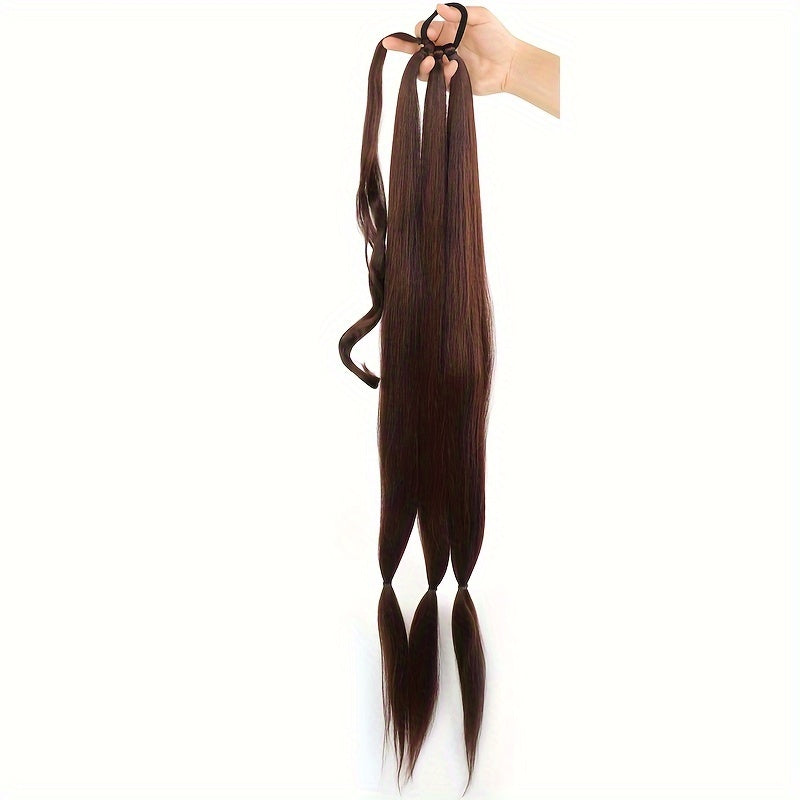 Elegant Long Straight Braided Ponytail Extension for Women - Natural-Looking, Soft Synthetic Hair with High-Temperature Fiber, Easy Wrap-Around Design - Perfect for Daily Use, Ponytail Hair Extensions