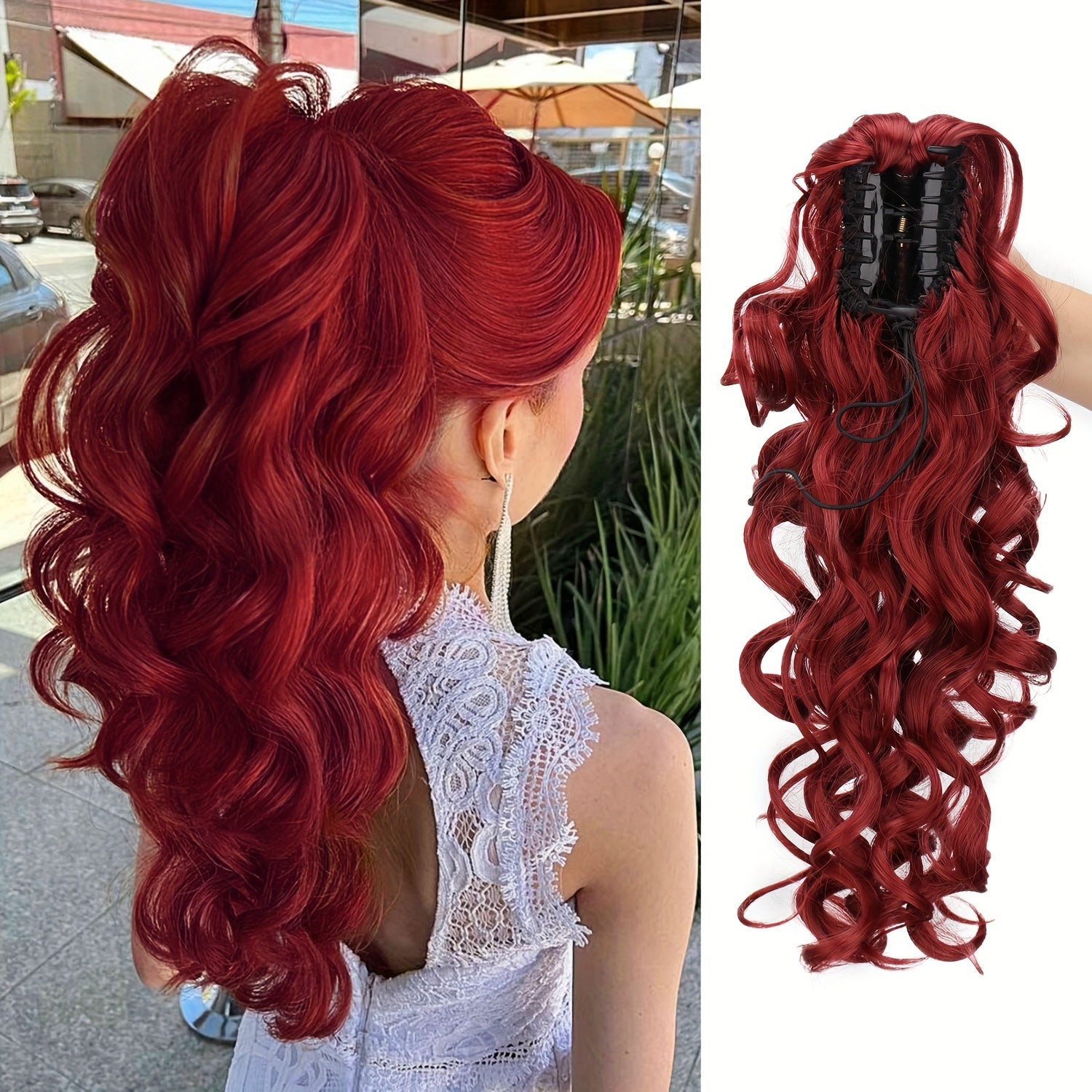 Vintage Ponytail Wig - Stylish Synthetic Heat-Resistant Hairpiece for Casual Attire, Perfect for Halloween and Christmas Celebrations
