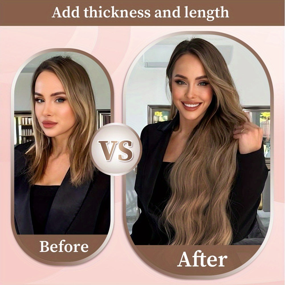 20pcs Straight Tape In 100% Human Hair Extensions 4/27Highlight Human Hairy Seamless Invisible for Thin Hair Woman Top Quality Thick Ends Healthy and Durable Human Hair Extensions Invisible Tape in for Salon Random Packaging Box: Pink or Green