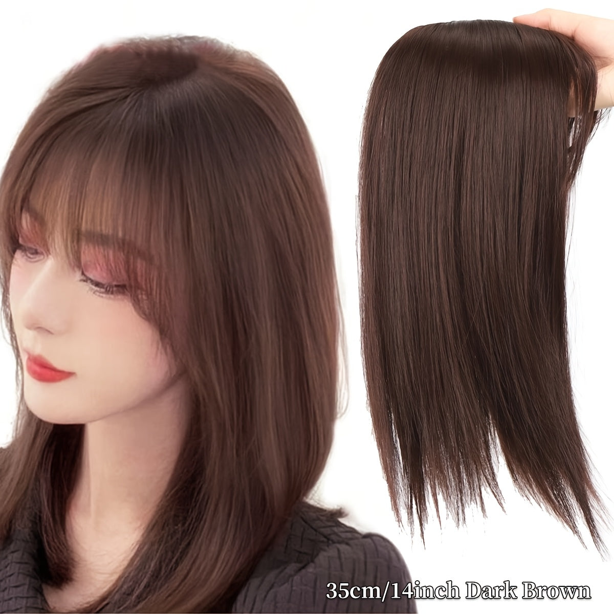 Seamless 3D Clip-In Bangs - Natural Look Straight Synthetic Hair Pieces for Women, Invisible White Hair Cover, Hair Clips