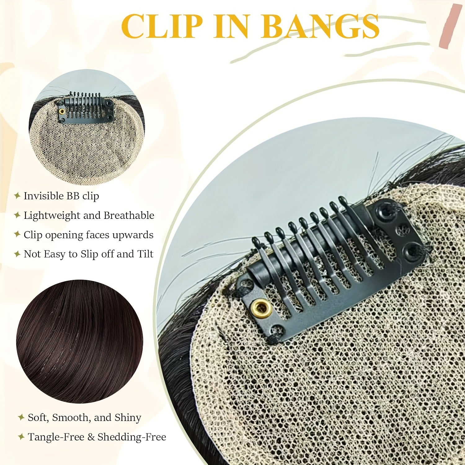 Clip-in Bangs 100% Human Hair Fringe Clip on Natural Hair Extensions Daily Party Fringe French Clip In Thick Natura Full Bangs