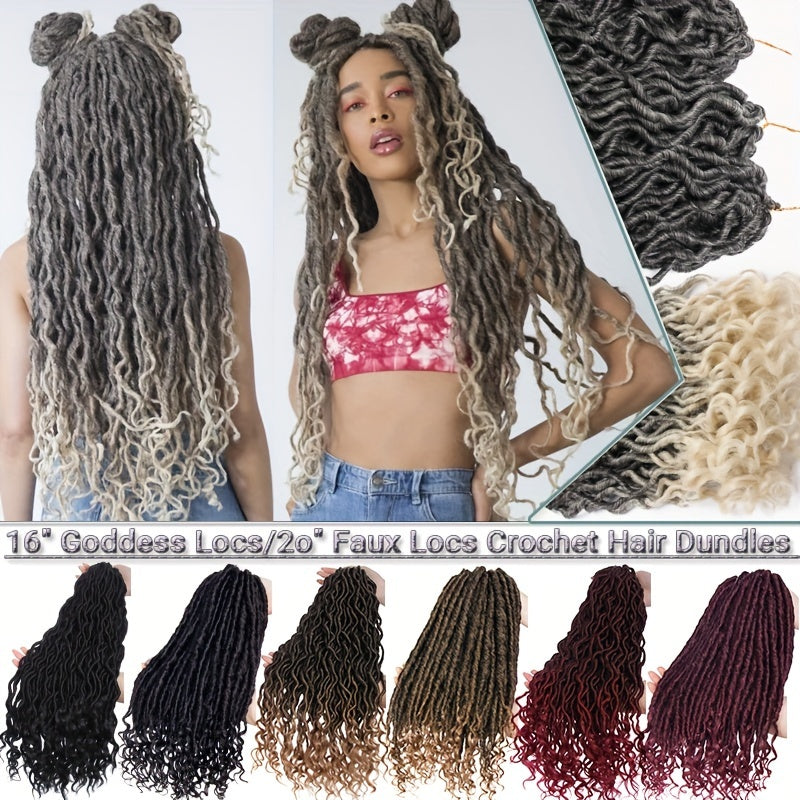 3Packs Goddess Box Braids Crochet Hair, 50.8 cm 40.64 cm Solid Ombre Boho Crochet Twist Braids Faux Locs With Curly Ends Dreadlocks 24 Strands/ Bulks For Black Women, Bohomian Box Braids Crochet Butterfly Locks Hair Extensions Soft Re-Looped