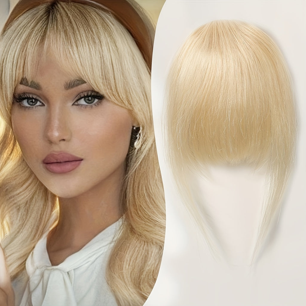 100% Human Bangs Hair Clip in Bangs Real Human Hair Wispy Bangs Hair Length 10.16 cm Net Weight 9 grams Hairpieces for Women Clip on Air Bangs Flat Neat Bangs Hair Extension for Daily Wear Natural Soft