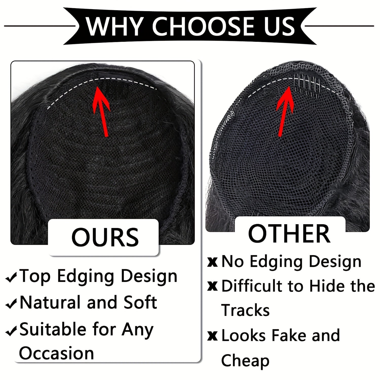 Heat-Resistant Synthetic Yaki Straight Ponytail Extension Tail - 16 Inch Natural Black Drawstring Ponytail Hair for Women, Elegant Bun Hairpiece for Weddings, Parties & Daily Use, Ponytail Hair Extensions