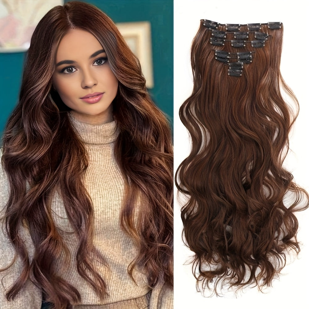 50.8 cm Curly Full Head 7 Separate Pieces Heat Resistance Synthetic Hair Clip in Hair Extensions- Long Hair Accessories for Women, Perfect for Party Daily Use