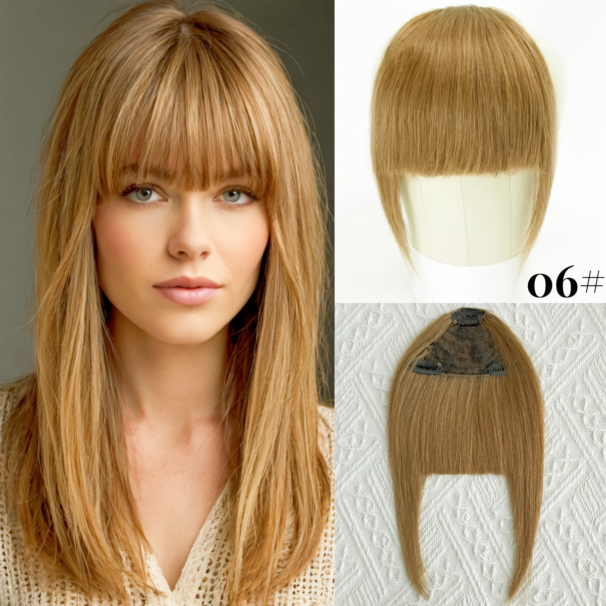 Elegant Women'S 100% Human Hair Bangs Clips, Platinum Blonde Remy Human Hair, 15.24cm Air Fringe Bangs Hairpiece for Women
