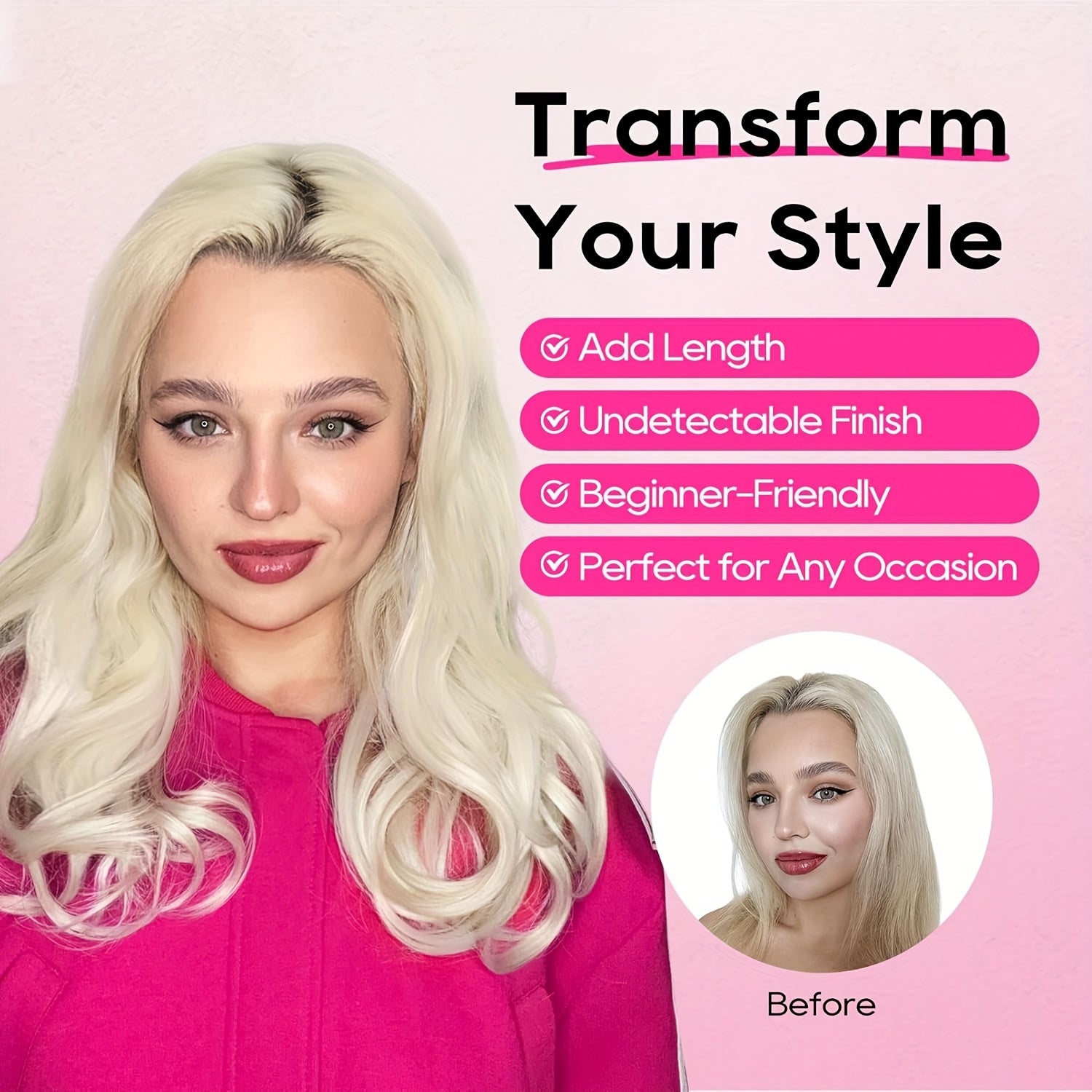 [Wavy Hair Extensions] 4pcs NAYOO Clip-In Short Beach Wavy Hair Extensions | Invisible Lace Weft, Natural Soft Hairpieces for Women, 14" Heat-Resistant Synthetic Hair, Easy Apply & Style for Everyday & Special Occasions
