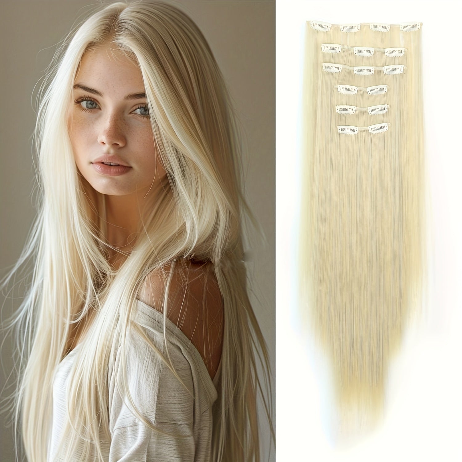 24 Inch 16-Clip Set of Synthetic Hair Extensions, Halloween Special, Straight Hair, with Basics Style, for Women, High-Temperature Fiber, Halloween Hair Accessories|Straight Hair Extensions|Durable Hairpieces