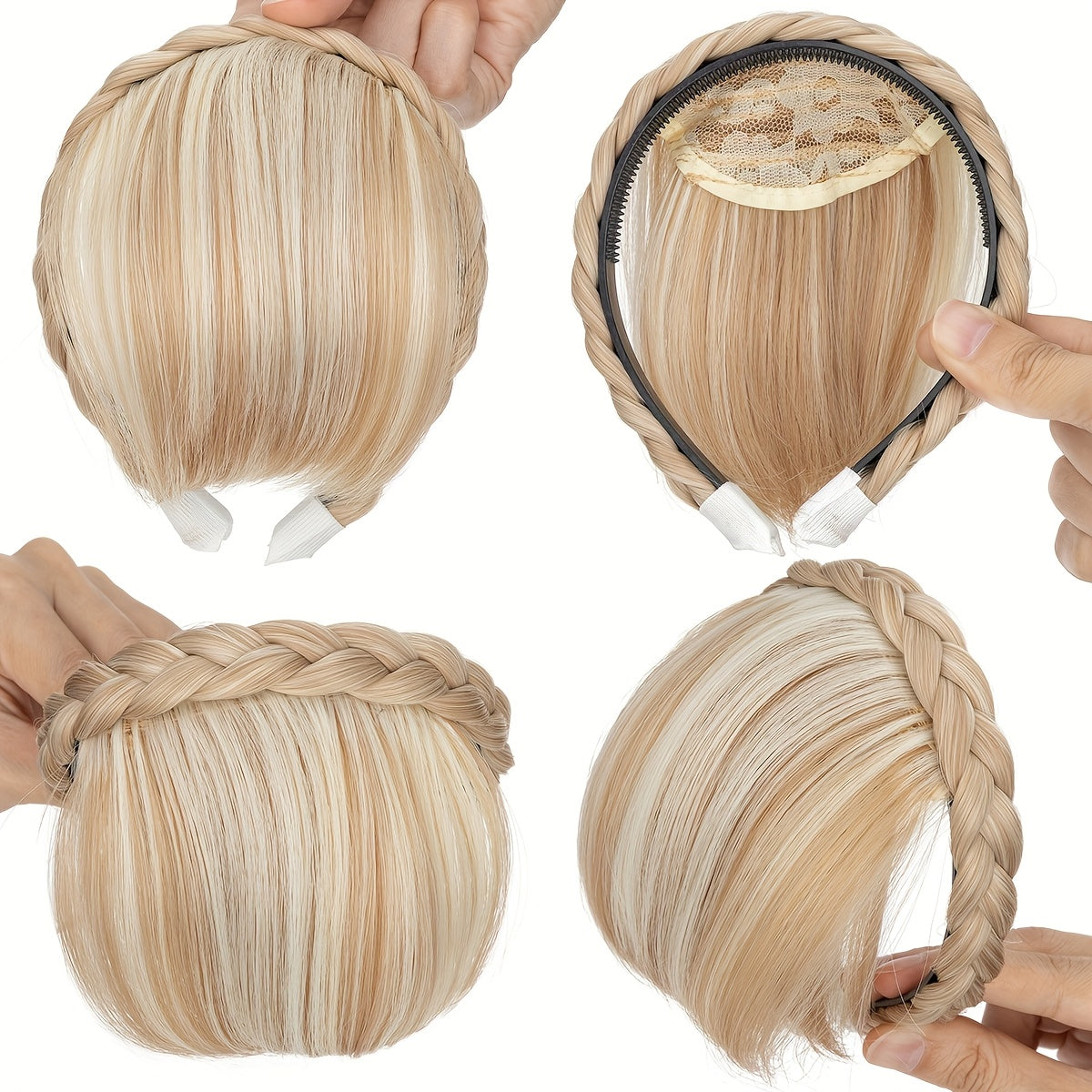High-Top Hair Accessory 1pc Multi-Color Available Women's Synthetic Clip-In Bangs, Braid Design - Versatile Bangs Piece Suitable for All Hairstyles, Wearable for Daily And Date Outings Halloween