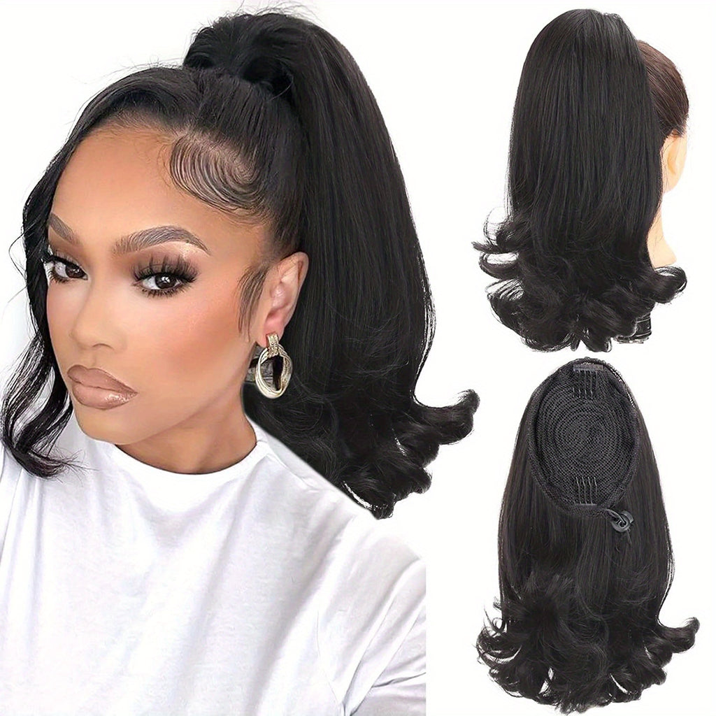 Kinky Straight Drawstring Ponytail Synthetic Hair Extensions Tail Warping Ponytail Hair for Natural Fluffy Yaki Straight Ponytai