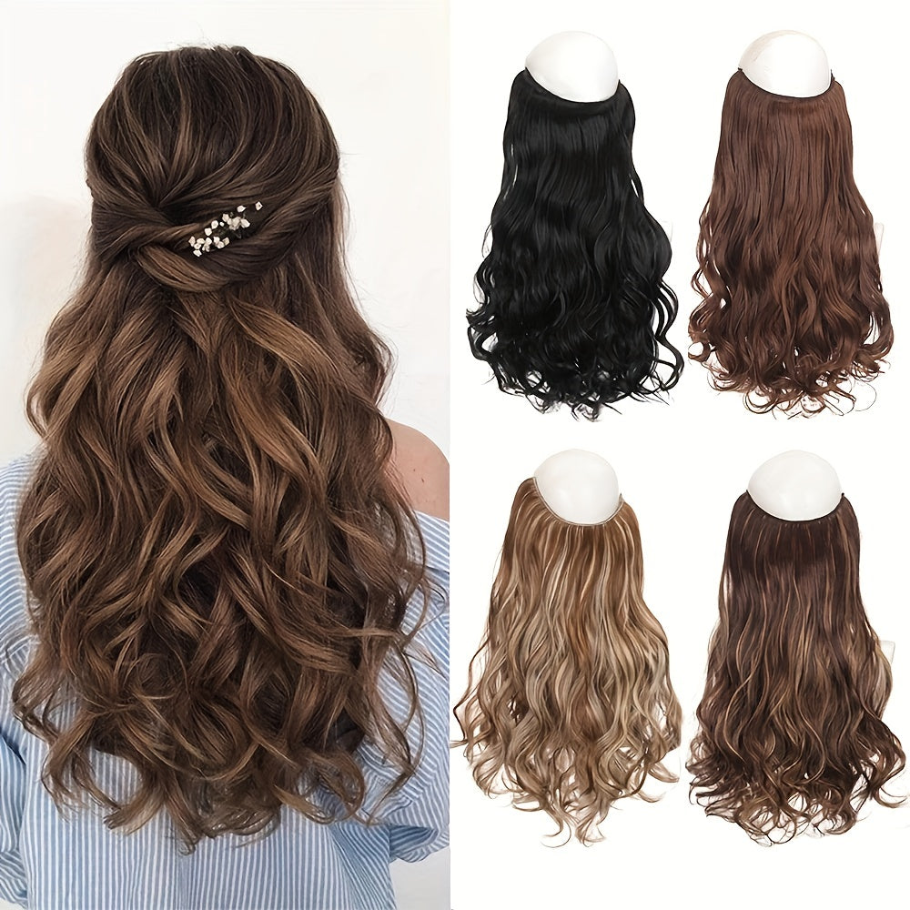 Invisible Wire Women's Hair Extensions - Easy-Clip Curly Synthetic Hairpieces, Comfortable & Natural-Looking for Full-Body Curls
