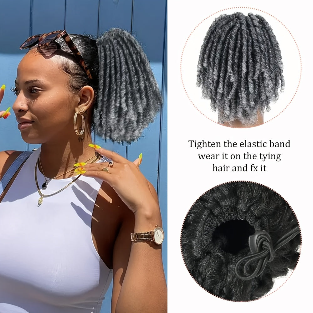 15.24 cm Short Dreadlocks Drawstring Ponytail Hair Extensions Synthetic Faux Locs Clip In Pony Tail Hair Piece for Women