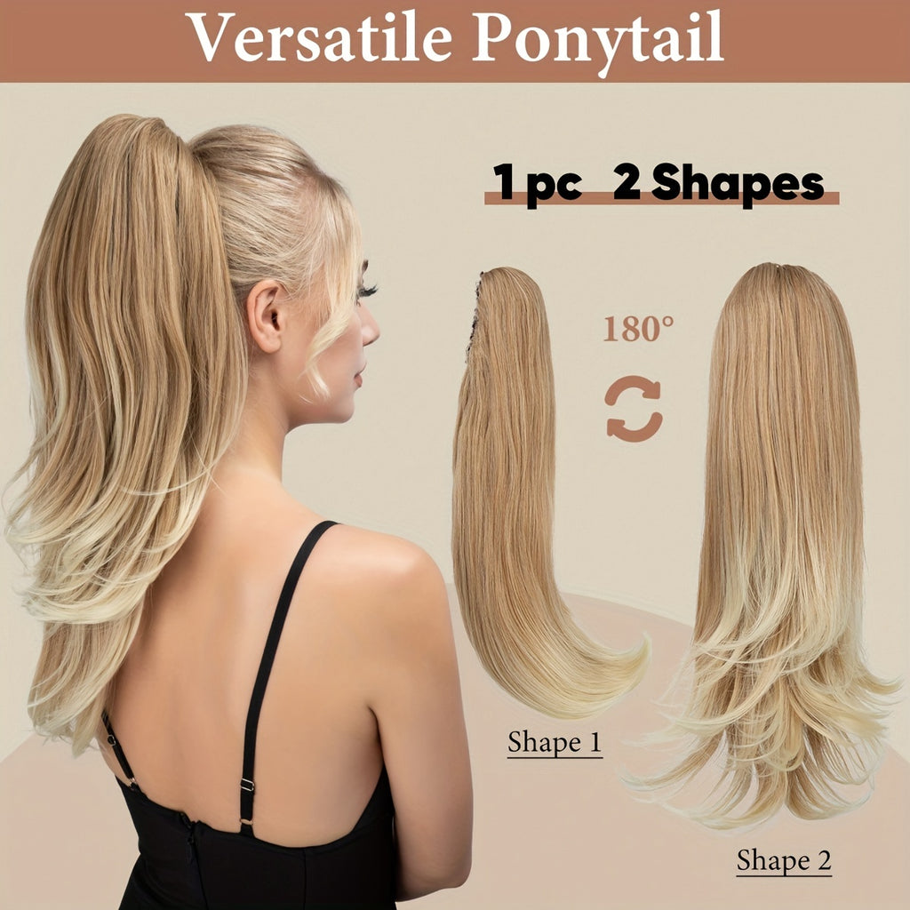 180° Rotating Claw Clip Ponytail Extension for Women - Easy-to-Wear Synthetic Curly Wave Hairpiece, Natural Look with High-Temperature Fiber, Versatile Styling for All Hair Types, Versatile Hairpiece | Curly Wave Design | Secure Fit Clip