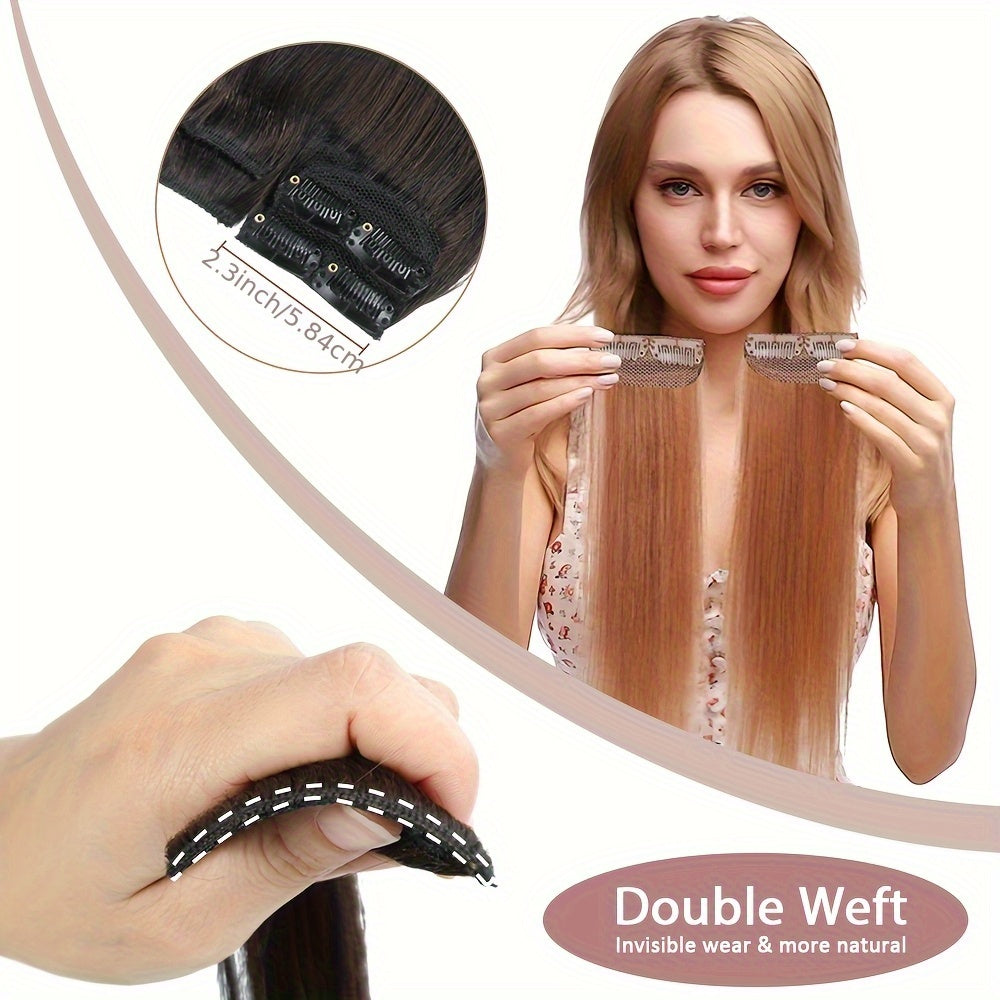 4pcs with 8 Clips Straight Clip In Hair Extensions 100% Real Human Hair Color 1B# 30.48-45.72 cm Double Weft Invisiable Clip Hair Extensions Remy Natural Human Hair for Women Girl Daily Full Head Use