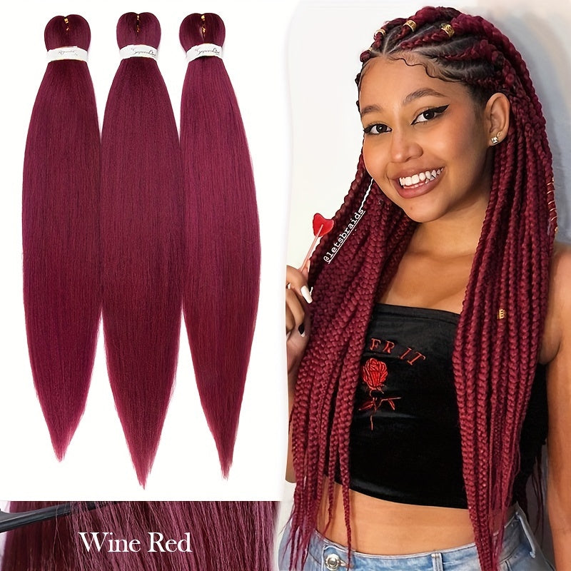 3 Bundles, Soft Synthetic Fiber EZ Braid Professional Pre-Stretched Braiding Hair Extensions, Yaki Texture, Long Lasting Freshness, No Shedding, Unisex-Adult, Crochet For Bohemian Braids Goddess Faux Locs Water Wave Passion Twist Fluffy Natural Ombre