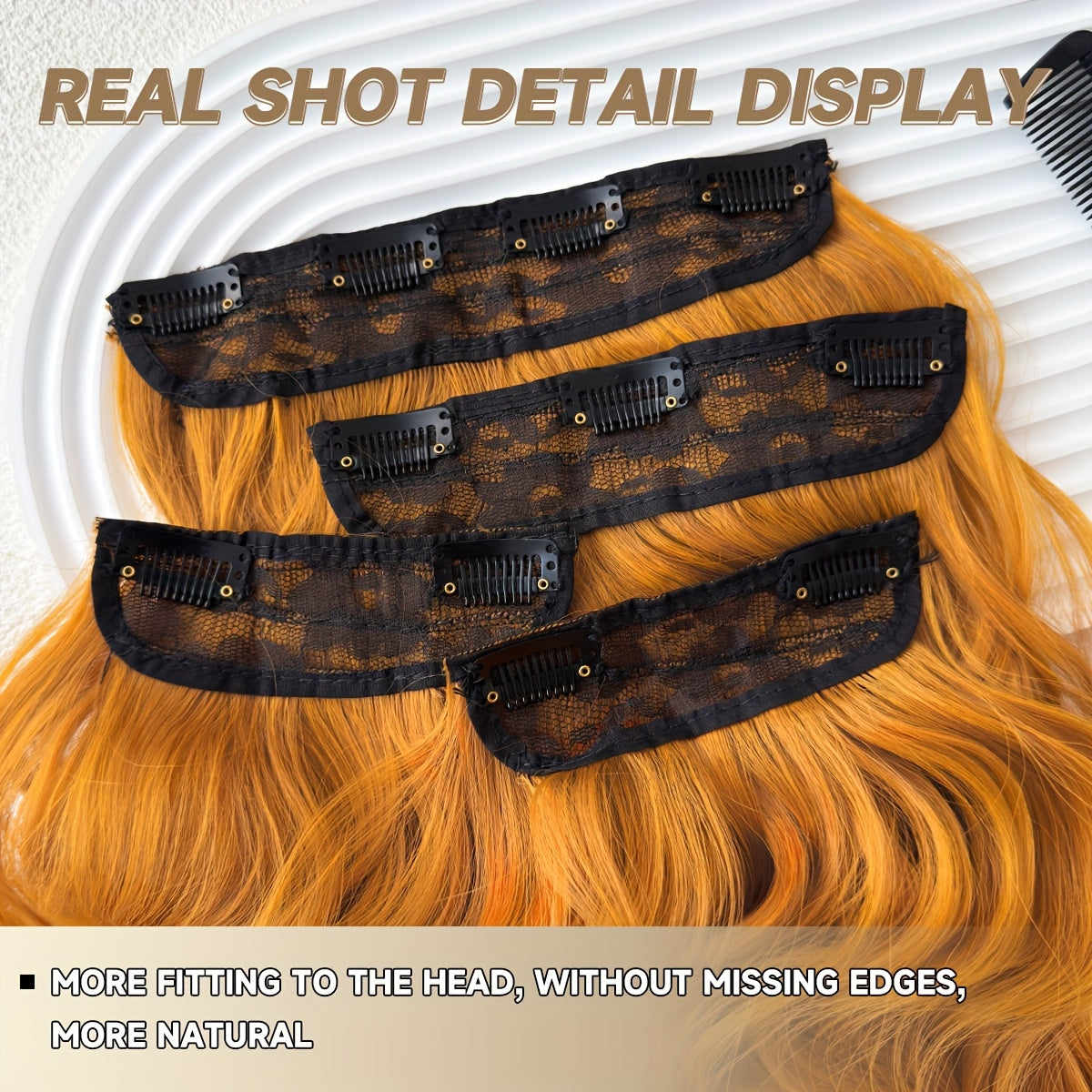 YUSULAXI 22" Heat-Resistant Synthetic Hair Patch - Ombre Curly Wave Extensions for Women, Multi-Ethnic Friendly, Natural Look & Easy Maintenance for Daily Use