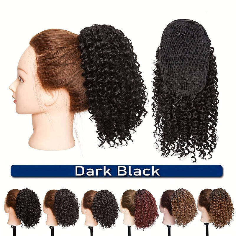 20.32 cm Short Kinky Curly Ponytail Extensions for - Synthetic Afro Hair with 2 Clips, Multi-Color Options (Light Brown to Dark Red), Secure Drawstring Closure for Natural Volume & Fullness, Ponytail Hair Extensions