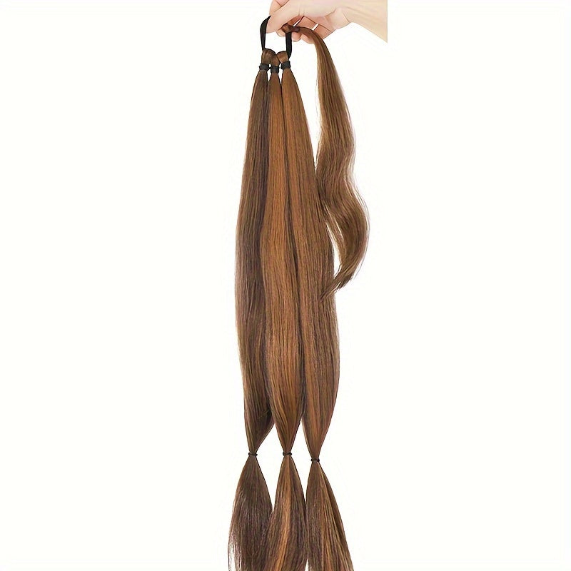 Elegant Long Straight Braided Ponytail Extension for Women - Natural-Looking, Soft Synthetic Hair with High-Temperature Fiber, Easy Wrap-Around Design - Perfect for Daily Use, Ponytail Hair Extensions