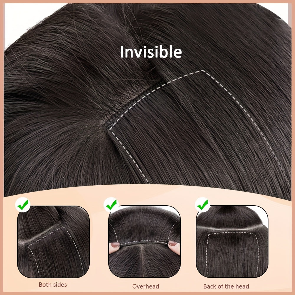 4pcs with 8 Clips Straight Clip In Hair Extensions 100% Real Human Hair Light Brown 12-18 Inch Double Weft Invisiable Clip Hair Extensions Remy Natural Human Hair for Women Girl Daily Full Head Use