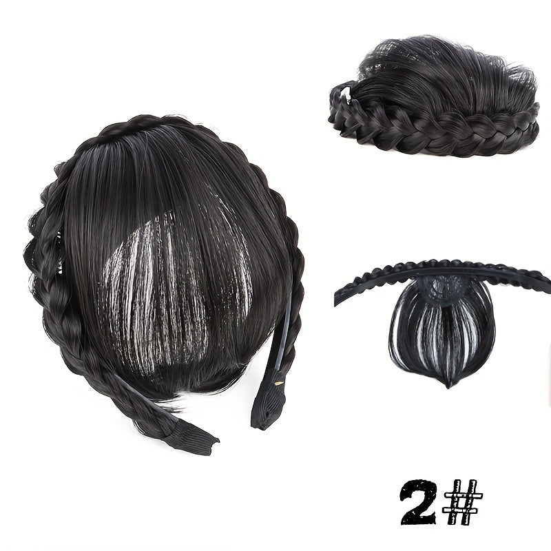 New Hair Accessories With Bangs Braids Headband Hair Extension High Temperature Synthetic Fiber Fake Hair For Women Daily Use Halloween Christmas