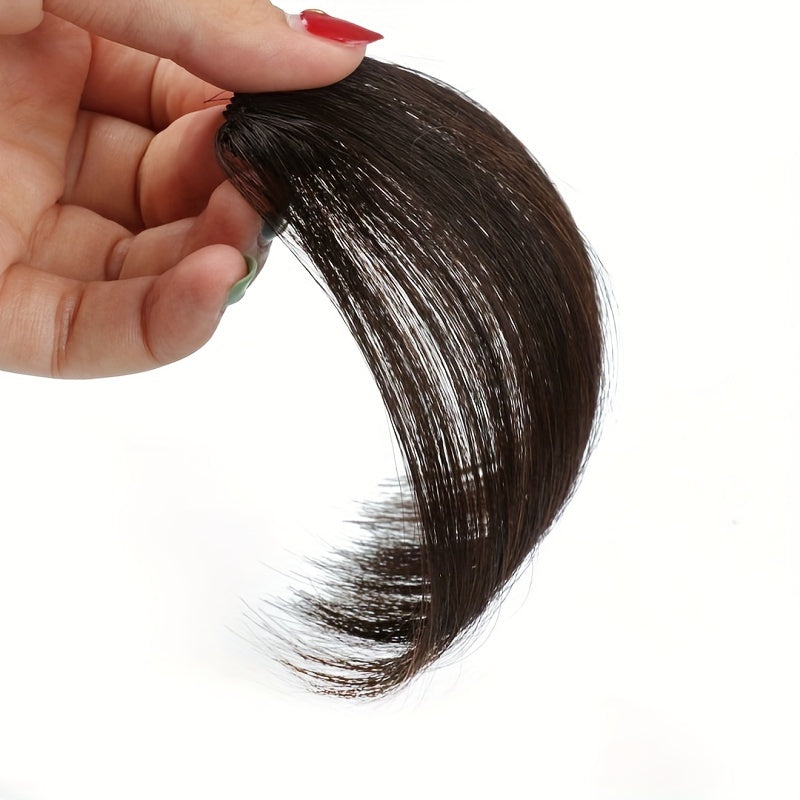 1pc Unisex Straight Human Hair Air Bangs Clip-In Hair Extensions, Heat Resistant, All-Handmade Textile Process, Basic Style for Women