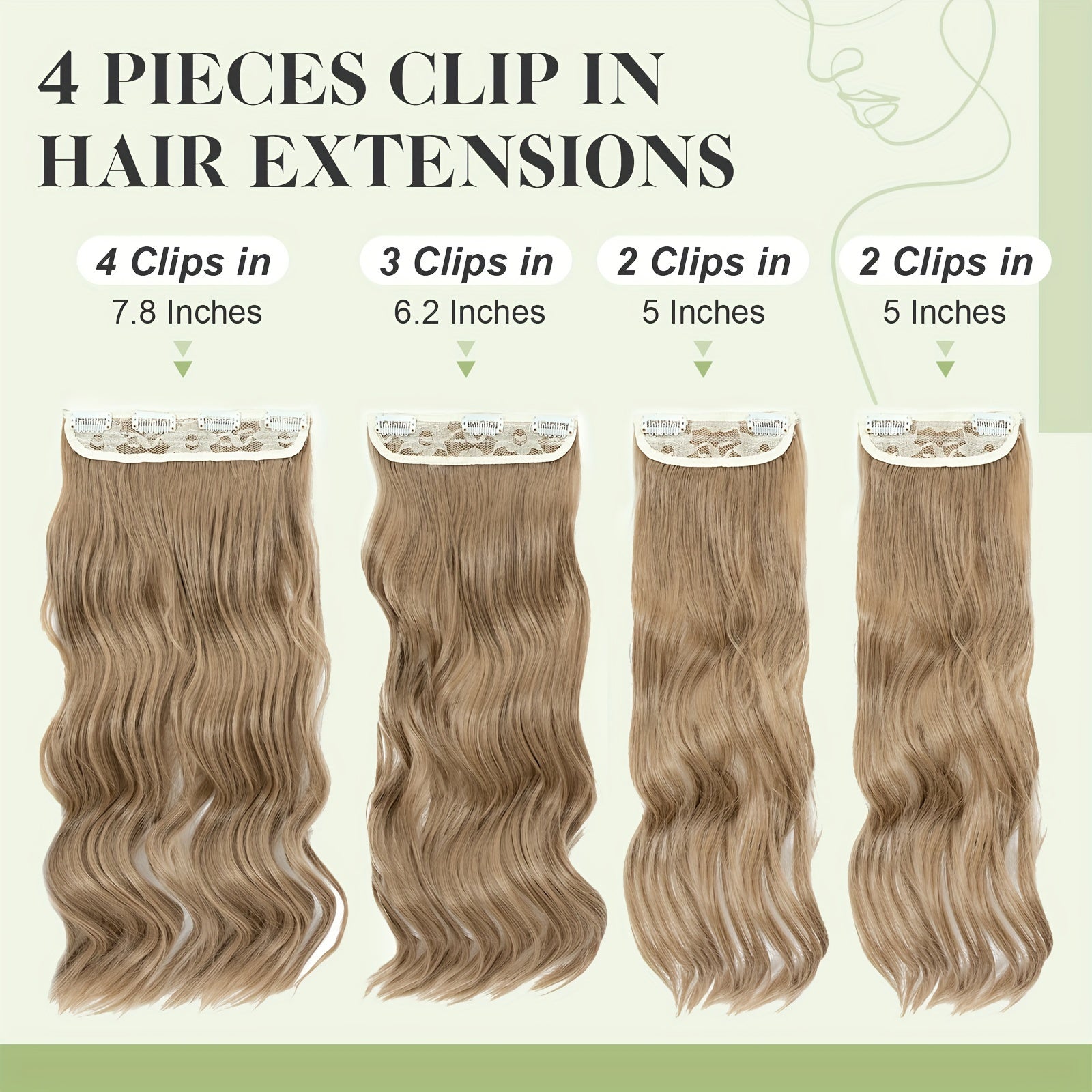 Balayage 55.88 cm Clip In Hair Extensions 4pcs Long Wavy Thick Highlighted Clip In Hairpieces Curly Synthetic Full Head Hair Extension for Women Daily Use Brown Bleach Blonde Black Christmas And Halloween Gift