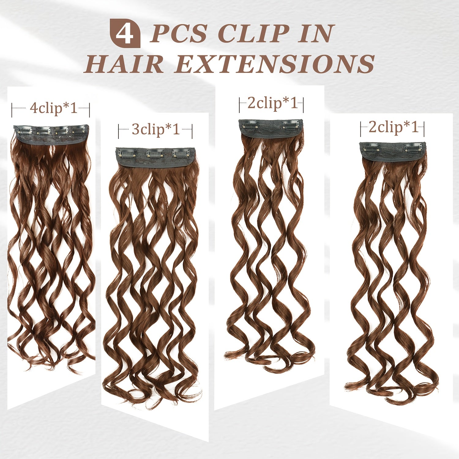4pcs Clip-In Hair Extensions, 20 Inch Long Wavy Synthetic Fiber Wigs, Body Wave Style for Women, Perfect for Daily Use and Halloween Celebrations, Daily Hair Use | Elegant Wavy Hair | Synthetic Fiber Wigs, Hair Wigs