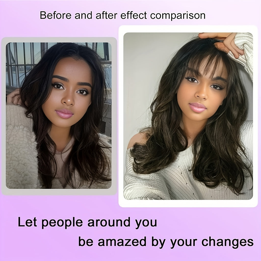 Clip-In Bangs - Invisible & Seamless Lightweight 100% Human Hair, Wispy Bangs with Sideburns, Natural Curved Hair Extensions for Women, Daily Wear & Stylish Look, Stylish Hair Accessory | Natural Hair Look | Lightweight Hairpiece, Hair Extensions