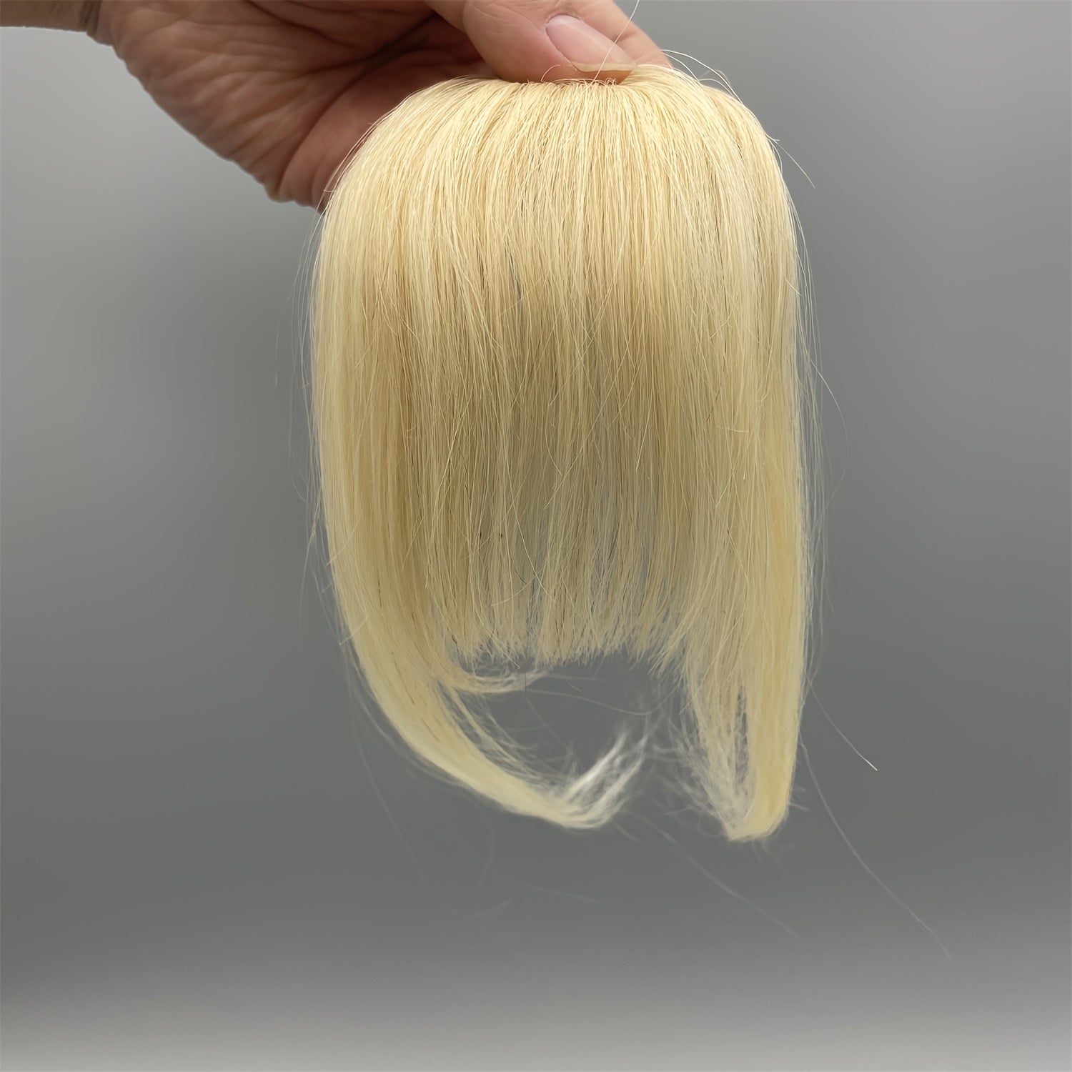 [1pc Real Human Hair Wispy Bangs] 1pc Elegant Clip-In Wispy Bangs Hairpiece for Women, Real Human Hair Straight Clip-On Air Fringe, Looking Hair Extension with Temples, for Daily Wear - Dark Brown, Mixed Blonde