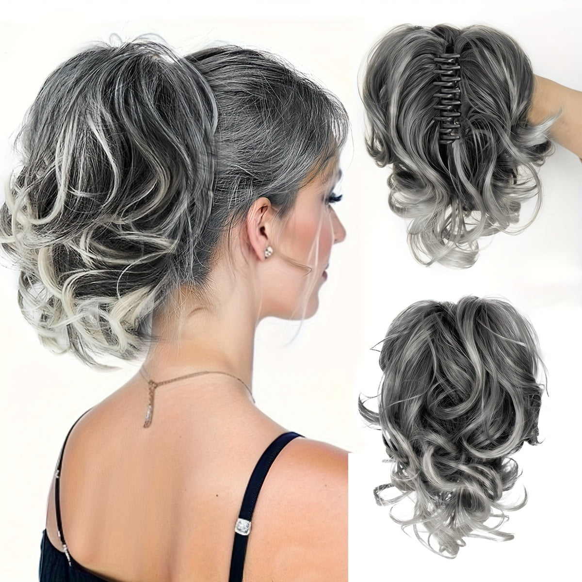 Elegant Curly Wave Ponytail Extension for Women, Fashionable Short Ponytail Clip-On Hairpiece with Volume and Texture