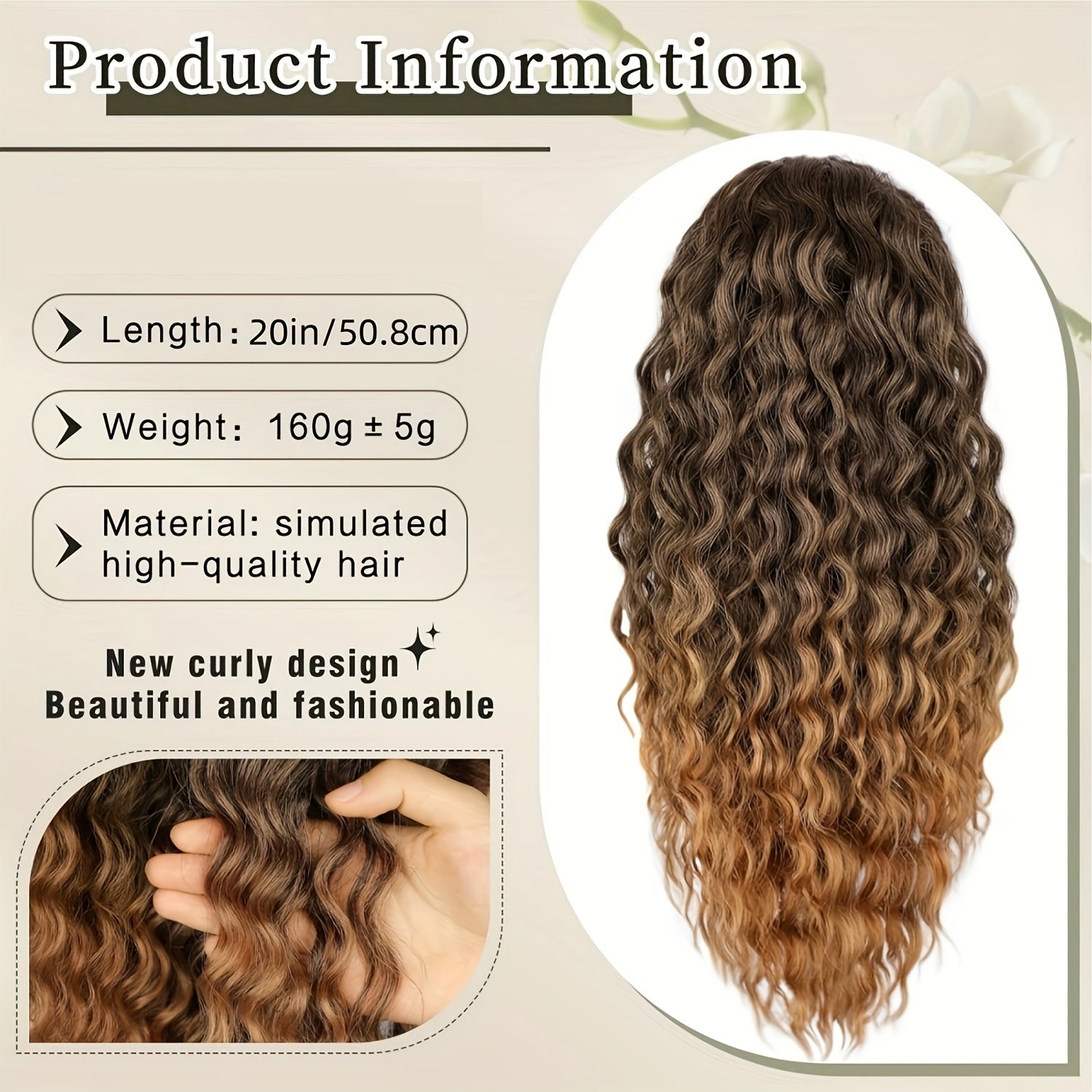 Curly Ponytail Extension Drawstring Ponytail for Women Black Mixed Ginger Curly Clip in Hair Extensions 20/26 Inch Ponytail Extension Synthetic Hairpiece for Daily Party