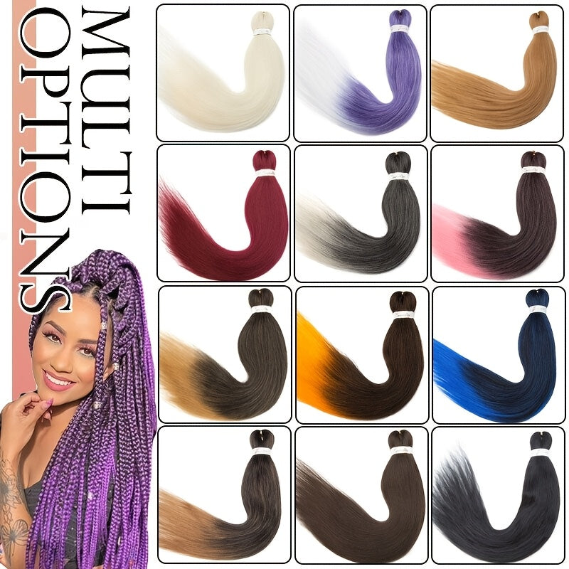 3 Bundles, Soft Synthetic Fiber EZ Braid Professional Pre-Stretched Braiding Hair Extensions, Yaki Texture, Long Lasting Freshness, No Shedding, Unisex-Adult, Crochet For Bohemian Braids Goddess Faux Locs Water Wave Passion Twist Fluffy Natural Ombre