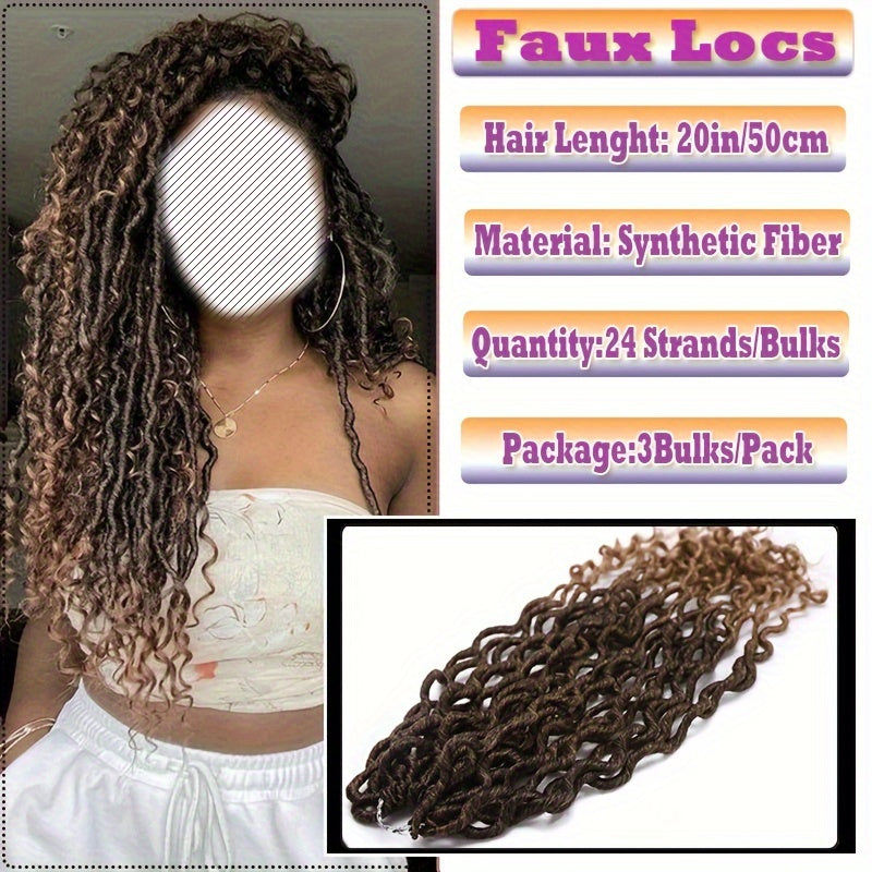 3Packs Goddess Box Braids Crochet Hair, 50.8 cm 40.64 cm Solid Ombre Boho Crochet Twist Braids Faux Locs With Curly Ends Dreadlocks 24 Strands/ Bulks For Black Women, Bohomian Box Braids Crochet Butterfly Locks Hair Extensions Soft Re-Looped
